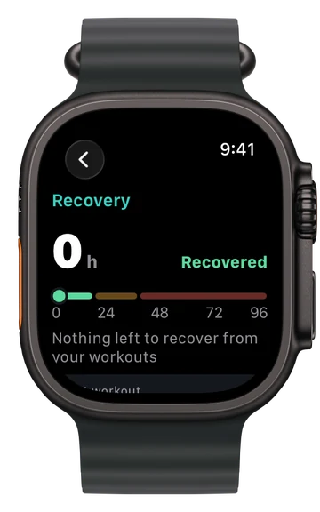 Recovery on Apple Watch: 0 h, Recovered