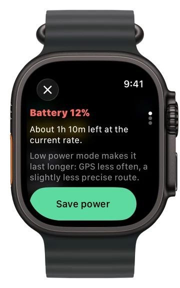 Battery at 12%: remaining battery life and Low power mode