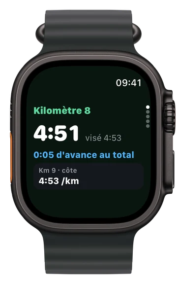 Écran du kilomètre sur l'Apple Watch : 5 s d'avance au total